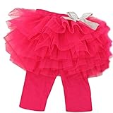 HONEY BLOSSOM ベビー ＆ ガールズ 【 ふんわり チュチュ スカッツ 】 チュール スカート 付き 柔らか 綿 七分丈 女の子 レギンス パンツ m087 cherry 110