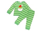 (マッドパイ)Mud Pie ベビー ロングTシャツ/ズボン下セット 130264-18 SANTA LOMG JOHNS/サンタ/クリスマス グリーン×ホワイト×レッド 12-18m(12～18ヶ月