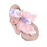 OVERMAL Baby Newborn Toddler Angel Wings Headband Hairband Flower Photography (Pink) by OVERMAL