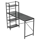 岩附 ラック付きデスク 幅120cm 奥行4 5cm ガラス 省スペース パソコンデスク PCデスク デスク (ブラック) IWP-118BK