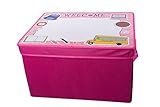 Kid 'sピンク学校テーマCollapsible Storage Bin and Play Mat withホワイトボード蓋