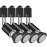 ダクトレール用スポットライト 配線ダクトレール用 スポットライト レールライト LEDスポットライト E26 LED電球付き ライティングバー用器具セット ライティングレール おしゃれ スポット照明 ダイニング 店舗照明 天井照明 (昼白色・4個セット, ホワイト)