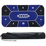 トレカ天国 ポーカー マット テキサスホールデム プレイマット カジノ 収納袋付き (ブルー, 90×180cm)