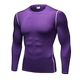 sillictor コンプレッション トップス メンズ 長袖 パワーストレッチ アンダー シャツ コンプレッション ウェア [UVカット + 吸汗速乾] yc1019パープル XL
