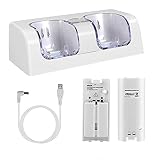 OSTENT 充電器 ドックステーション バッテリーパック2個付き Nintendo Wii リモートコントローラー用 (White)