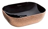 Whitehausコレクションwh71302-f24 Isabella Plusコレクション長方形上マウントBasin withエンボス加工の外部、滑らかな内部、とセンターDrain、ブラック/ローズ