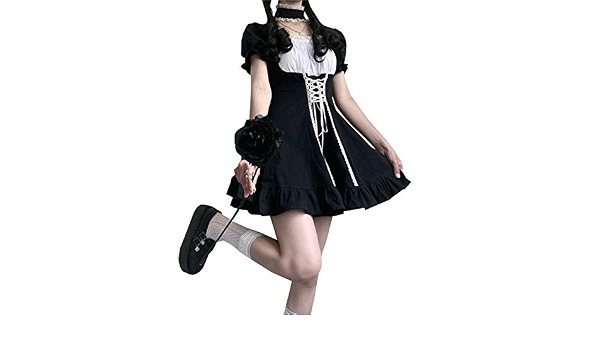 Amazon Co Jp ワンピース ゴシック ロリータ レディース 地雷系 服 かわいい メイド 服 Aライン ワンピース ドレス 日常着 大きいサイズ 服 ファッション小物