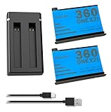 NinoLite 3点セットInsta360 ONE X2 対応充電式 バッテリー2個 + USB型デュアルバッテリーチャージャー・充電ステーション、バッテリー容量1700mAh、Micro USBケーブル付きチャージャー 青・黒