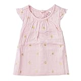 エイデンアンドアネイ 半袖 ロンパース フラッター スリーブ トップ flutter sleeve top ベビー服 モスリンコットン ボディースーツ (サイズ：6-9m、カラー：pink metal