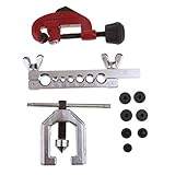 Baosity フレアリングツール ダブルフレア クランプ パイプカッター 7種アダプタ付き パイプ切断 エアコン配管 油圧配管