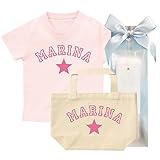 出産祝い 名入れ ギフトセット / Tシャツ & トートバッグ [GP121] 80cm [Tee]ライトピンク×ピンクロゴ 出産祝い 誕生日 プレゼント おしゃれな 名前入り ギフト