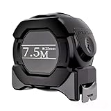 Tibemi メジャー 巻き尺 コンベックス 蛍光テープ 10m 幅25mm セルフロック 炭素鋼テープ 耐摩耗コーティング ABSケース 高精度目盛 工事現場 DIY 日常作業