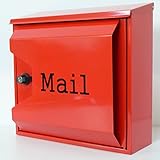 郵便ポスト メールボックス壁掛け 赤色 ステンレス m041