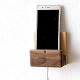 スマホスタンド 壁掛け 木製 充電しながら 天然木 ウォールナット 壁付け iPhone Android 壁掛け携帯スタンド [map1035]