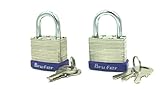 brufer 209195 – 50ラミネート加工スチールPadlock – 50 mm – Pack of 2 – Not Keyed Alike