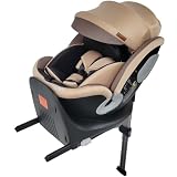 ＧＵ ＭＯＤＥ チャイルドシート ジュニアシート 新生児～12歳頃（身長40-150cm）（0-36kg）360°回転式 ISOFIX対応 R129適合 サポートレッグ付き シートベルト固定 ロングユース 取付簡単 5年保証 コットンタイプ (ブラウン・ブラック, フレックスシェード付き)