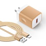 USB 急速充電器/Type-C ケーブル セット [18W/QC3.0急速充電対応/PSE認証] Android アンドロイド充電器 usb コンセント USB タイプC ケーブル(0.91m/A-C) スマホ 充電器 iPhone15/galaxy s23 Android その他USB-C機器対応 ゴールド