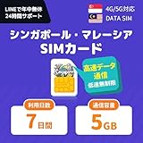 【シンガポール・マレーシア SIM】7日間 5GB 高速データ通信・低速無制限 | 4G/5G専用（電話番号なし）24時間LINEサポート | シンガポール sim マレーシア プリペイド SIMカード Singapore sim Malaysia sim (7日間 5GB)