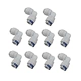 Malida 1 / 4インチod to1 / 4インチチューブプッシュユニオンエルボクイックコネクター逆浸透システム、水フィルタ継手のセット10