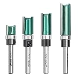 WOBLLMX 4本入 6mm軸ルータービット ベアリング付き 2刃面取りビット電動トリマービット,CNC 彫刻機 木工 切断 ナイフ 木工用 切削工具