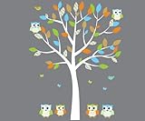 Childrens壁デカール、ホワイトツリー壁デカール、フクロウ壁デカール、フクロウステッカー Full Decal: Small Vinyl Tree オレンジ 6FATOWLS_SmallTree