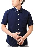 ciao (チャオ) 日本製 オックスフォード ボタンダウン 半袖 シャツ (LL, 28.NAVY)