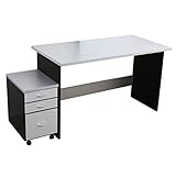 パソコンデスク 書斎机 120㎝幅パソコンデスクセット シルバー＆ブラック JS110SBT J-Supply