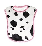 Patricia Ann Designs Reversible Bib, Cow with Vanilla Fleece and Red Check Trim by Patricia Ann Desi
