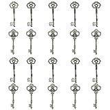 アンティーク調 スケルトンキー 鍵 キー 20個セット チャーム DIY ハンドメイド アクセサリー 飾り レトロ (タイプ 1 シルバー)