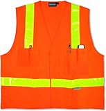 ERB 14659 S16 Class 2 Multi Pocket Surveyor Safety Vest, Orange, 5X-Large by ERB