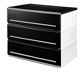 リビングチェスト 衣装ケース 3段 木天板 BK W620-3