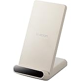 Elecom W-QS09BE Wireless Charger, Qi Certified Stand, 5 W, Cable Included, LED for Verification of Operation, Portrait and La