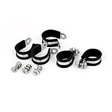 uxcell　ホースバンド Pクリップ EPDMゴム付き 　22mm　304ステンレス鋼　5個入り　ブラック