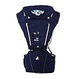 おんぶ紐　ベビーキャリア　抱っこひも　ヒップシート　多機能　赤ちゃん　新生児　通気性　多機能　ポケット付き (ダークブルー)