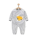 Cute Minor かわいい　きつね　プリント　男の子 ロンパース 可愛い ジャンプスーツ カバーオール お着替え簡単　綿１００％ (90ｃｍ)