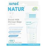 Natur 母乳フリーザーパック 6oz 50 枚入 滅菌済な衛生的 Breast Milk Storage Bags Double Sealing strips Safe PET Baby Food