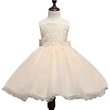 RoRykon こどもドレス 女の子 スパンコール 子供 ドレス リボン シャンパン色 ワンピース フォーマル キッズ ベビー エレガントエレガント 演奏会 女の子 ピアノ発表会　結婚式　コンクール　