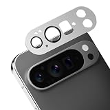 Google Pixel 10 Pro XL 対応 カメラ保護 ガラスフィルム 硬度9H 強化ガラス グーグルピクセル 10 Pro XL カメラフィルム 衝撃吸収 飛散防止 全面保護 薄型 露出オーバー防止 アルミ合金 カメラカバー 高透過率 自動吸着 気泡ゼロ 汚れ防止 貼り付け簡単 (シルバー)