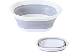 yuusaki 折りたたみ洗面器 洗い桶 たらい 足湯 湯おけ コンパクト収納 省スペース 安心素材 北欧風デザイン 3サイズ 多用途 食器洗い 洗濯 アウトドア 旅行 (グレーLサイズ)