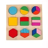 木製スクエアシェイプパズルおもちゃMontessori早期教育学習Kids Toyギフトk5bo