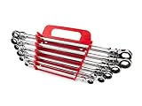 TEKTON WRN77164 Extra Long Flex-Head Ratcheting Box End Wrench Set with Store and Go Keeper Metric 8