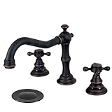 Wovierクロームバスルームシンク蛇口、2つハンドル3つ穴洗面所蛇口、Widespread Basinミキサータップ 4032