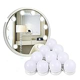 メイクライト led女優ライト DIY 両面テープ 10個LED電球 3000K～6000K 三色調光 10段階調光 USB給電 メイクアップライト 化粧台/洗面台に向き浴室 装飾 化粧 LED化粧鏡電球