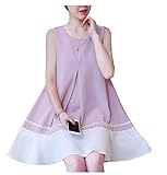 REILI　ワンピース　レディース　袖なし　フレア　ショートワンピース　配色　マタニティドレス　妊婦服　大きいサイズ　ノースリーブワンピース　夏　シンプル　カジュアル