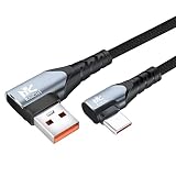 RoiCiel（グリティーシーリズ）L字型コネクター USB-A to USB-C ケーブル最大66W出力対応11V/6A 急速充電 USB3.0 最大5Gbpsデータ転送 Type-C 機種対応断線防止 アンドロイド スマホ その他USB-C機器対応 (2M)