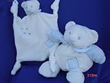 Ultra Soft Baby Blue Teddy Bear Plush Blankie 7.5x7.5 Security Blanket Lovie and My First Baby Blue 