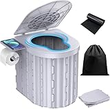 MOARS 簡易トイレ 防災グッズ 耐荷重2倍アップ 200KGまで 家庭トイレと同じ高さ 緊急時も快適に 10年以上保存 折り畳み式 非常用携帯トイレ 災害用 トイレットペーパーフック 小物ホルダー 人間工学デザイン 仮設トイレ 処理袋12枚入り グレー