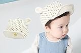 ベビー キャップ 赤ちゃん 帽子 ( 幼児用 ハット 頭囲 47～50cm ) (クリーム×水玉×耳付き)