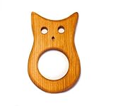 Handmade Wood Owl Teether Toy, Non-Toxic and Smooth Naturally Antibacterial, Made in the US by Ah! N