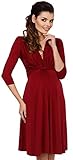 Zeta Ville - レディースマタニティノットフロントAラインスケータードレス3/4袖 - 786c (クリムゾン, JA 9/11, S)